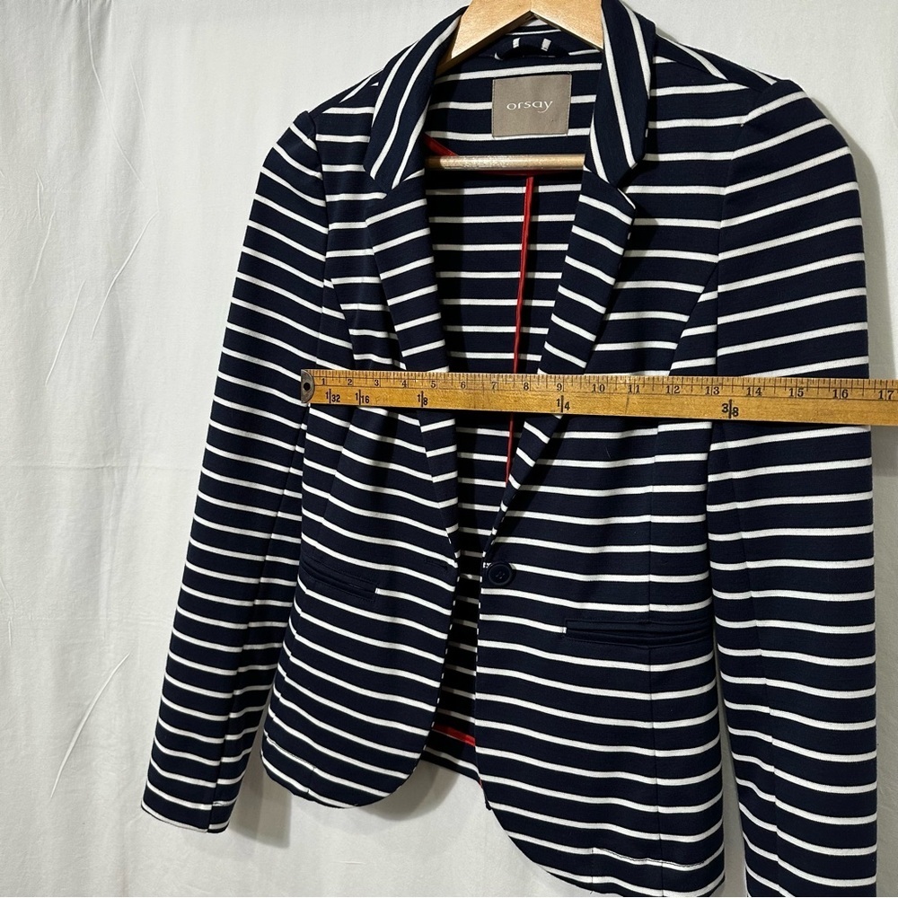 Vintage Women's Blazer by Orsay Size EUR 34  ( US 4) Navy Striped - Picture 3 of 10